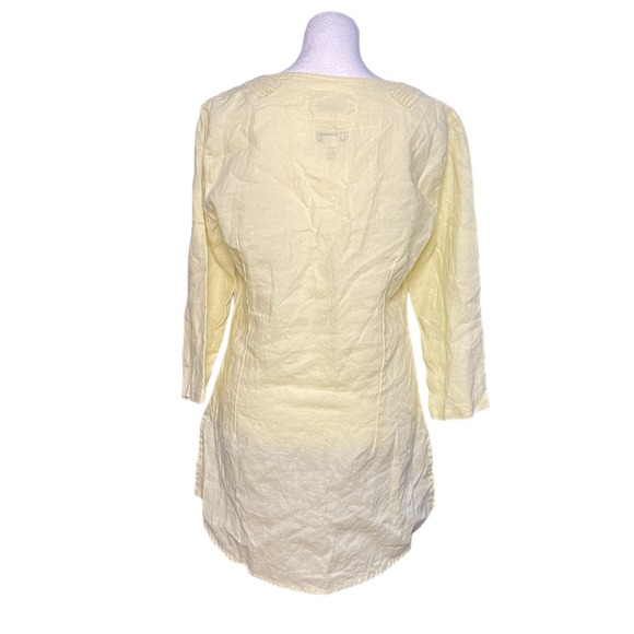 MALVIN I Love Linen Crochet Boho Yellow Embroidered Tunic Top Women's Size Large - Picture 4 of 9